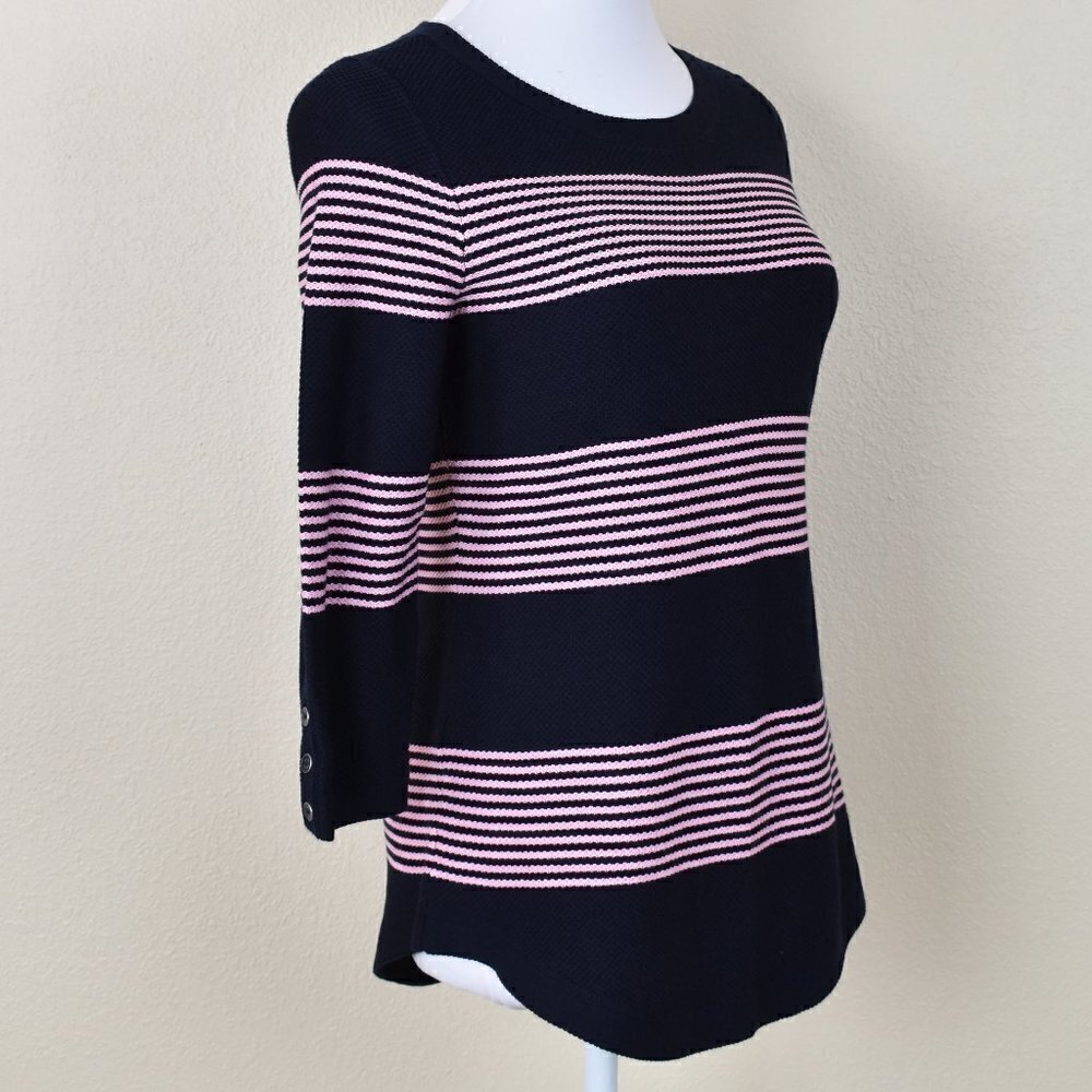Talbots Navy and Pink Stripe Sweater NEW XS - Picture 6 of 7